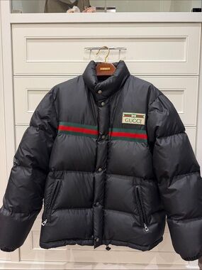 Authentic Gucci Black Down Jacket - Men's Puffer Coat size 44